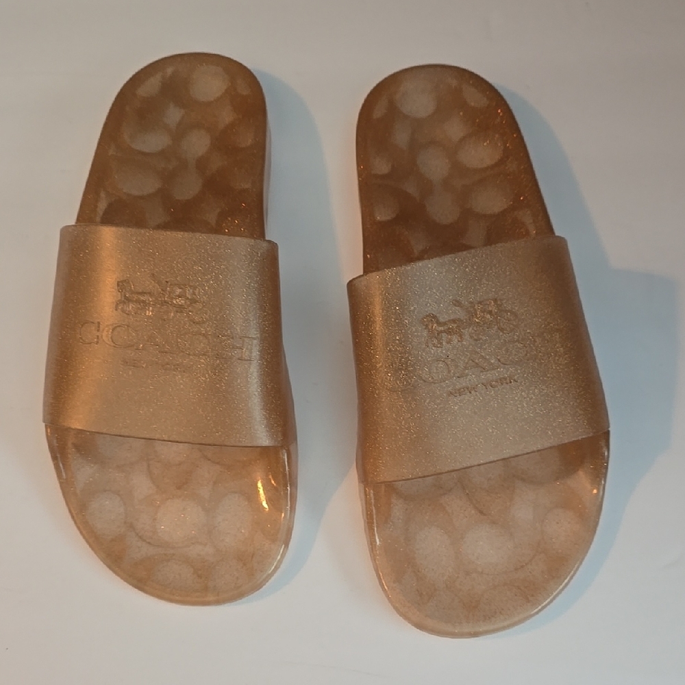 Coach Gold Slide Sandals
